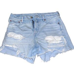 American Eagle Size 4 Light Blue Distressed Denim Shorts - Women’s Cutoffs